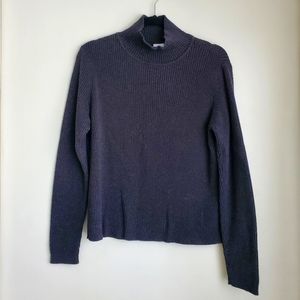 Calvin Klein Ribbed Mock Neck Charcoal Sweater